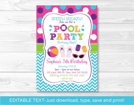 Birthday Invitations For A Pool Party 9