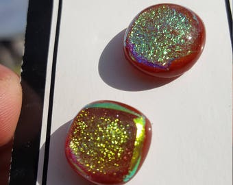 Red Dichroic Fused Glass Posts