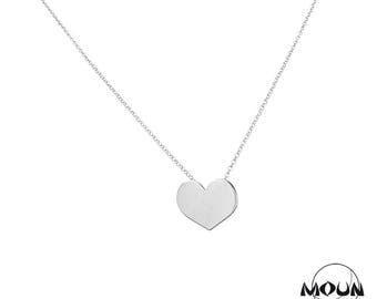 Women's necklace with heart shape pendant in silver 925 HandMade in Italy.