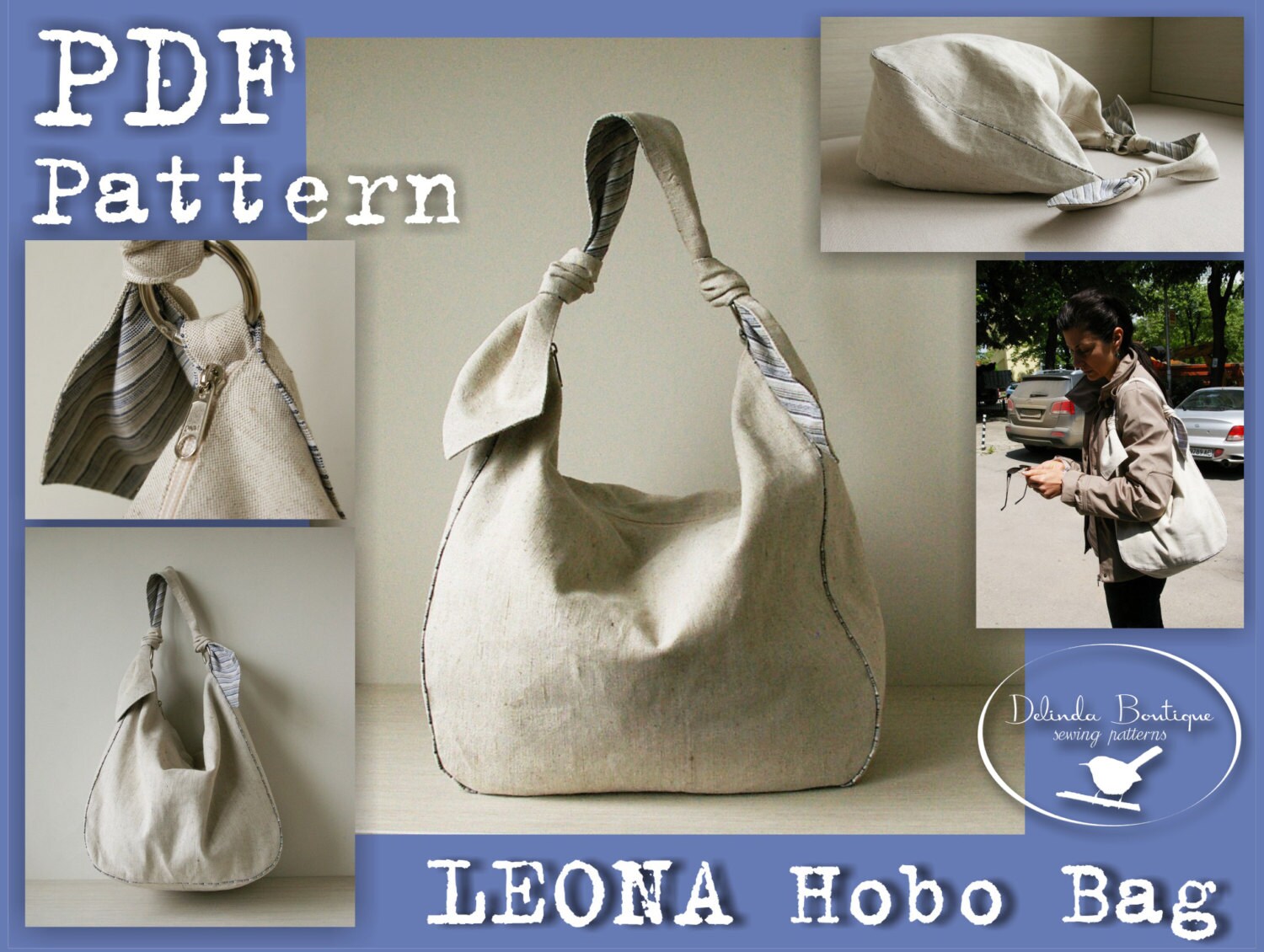 PDF Sewing Pattern to make Hobo Bag Sling Tote Leona INSTANT