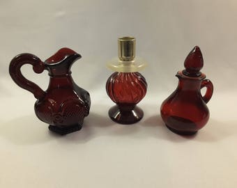 Vintage Avon Ruby Red/Garnet Perfume Bottles