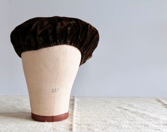 Vintage Brown Velvet Beret, City Paris Brand