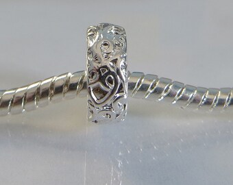 European Style Bead Charm for European Bracelet, Silver Plate, Great gift Idea, Shiny, Vinery, Spacer
