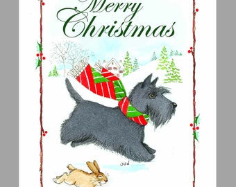 Scottish Terrier Christmas Cards, Box of 16 Cards and 16 Envelopes