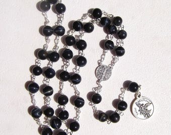 Archangel Michael Police Chaplet Angelic Crown Chaplet of Saint Michael Blue Tirger Eye Rosary