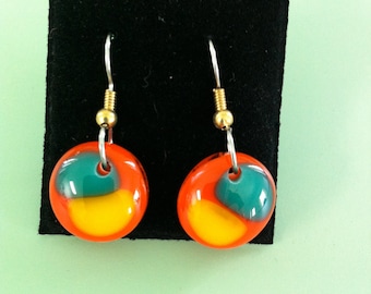 Brightly Colored Fused Glass Earrings