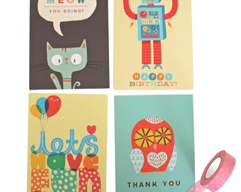 Buy 3 Get 1 FREE Greetings Cards / Hand Drawn Lettering / Promo Deal / Greetings Card / Cute