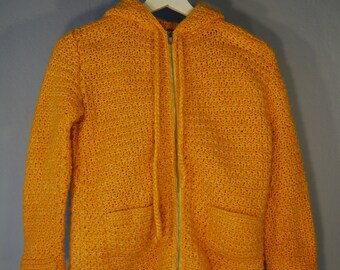 True vintage of 80s children kids knitwear DIY handmade sweater hoodie hood
