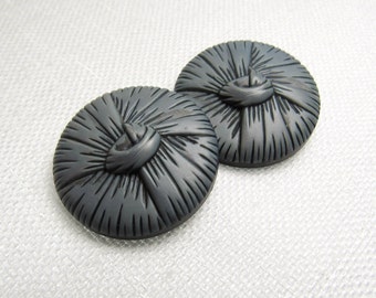With a Top Knot: Large 1-1/8" (28mm) Silver-Blue Buttons - Set of 2 Vintage Matching Buttons