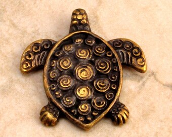 Mykonos Casting Turtle Pendant, Antique Brass M141