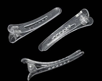 Lot 5 Transparent beak hair clip to decorate hair 47mm x 9mm Crocodile
