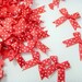 Red Polka Dot Mini Ribbon Bows Fabric Scrapbook Card Trims Craft 50 pcs/pack