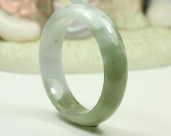 Natural Jadeite Jade Bangle - 51.15mm Whtie and Green(Grade A Jade)