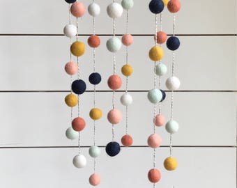 Shhh... Felt Ball Mobile - 50ct 2cm wool felt balls - FREE SHIPPING USA - baby nursery | Pom Pom Mobile