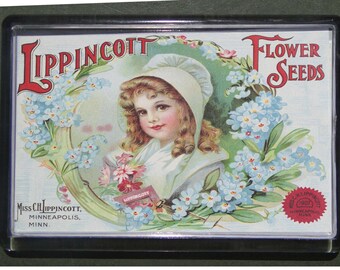 Fridge magnet Lippincott seeds 1907 handcrafted acrylic retro