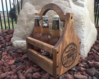 Beverage Caddy, Wood Beer Caddy, Beer Lover Gift, Man Gift, Rustic Wood , Six Pack Tote, Man Cave, Personalized Beer Tote, Drink Carrier