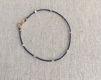 Navy String Bracelet Dainty Minimalist