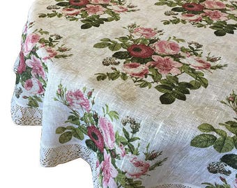 Linen Lace Round Tablecloth Pure linen - Table Linens - Round Ø 160 cm (63'')