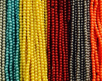 6mm Glass pearls, round, 70 beads