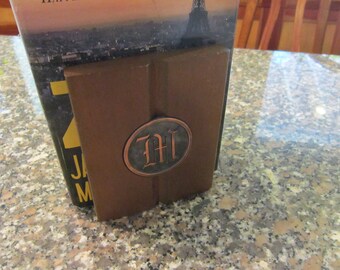 mid century wood/copper bookends excellent