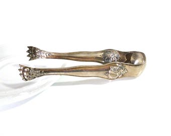 French Vintage Silver plated Sugar Tongs, Ice Tongs, Vintage French Silverware