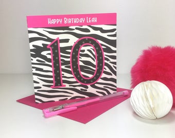 Personalised Zebra Print Birthday Card - GC010
