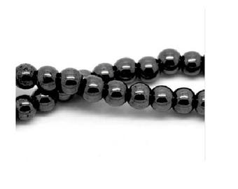 Set of 200 black gunmetal 6 mm hematite beads