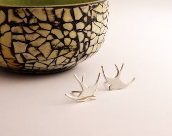 Silver Swallow Earrings, Swallow Earrings, Sterling Silver, Bird Earrings, Swallow, Earrings, Bird Studs, Silver, Studs