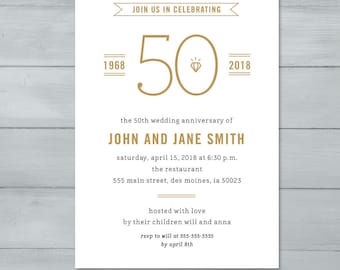 Anniversary Party Invitation | Wedding Anniversary Party Invitation | Anniversary Invite | 50th Wedding Anniversary