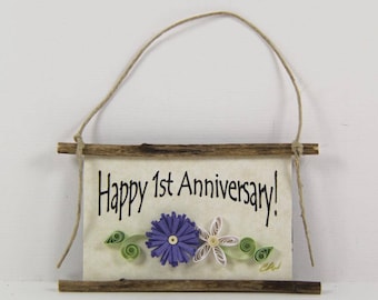 Happy 1st Anniversary Paper Quilled Magnet 522, Husband and Wife Gift, Kitchen Decor, Anniversary Ornament, 3D Paper Quilling, Couples Gift