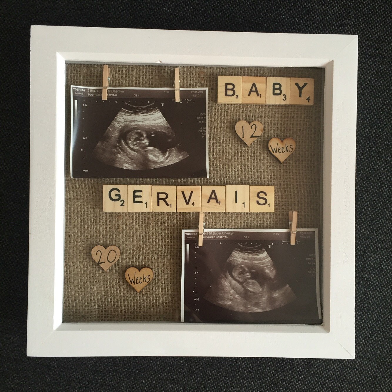 Baby scan frame 12 & 20 week baby shower gift new baby