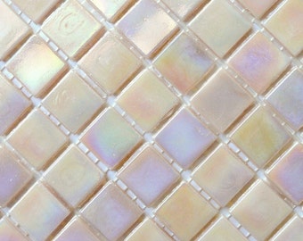 20mm (3/4") Pale Peach Pink Iridescent Vitreous Glass Mosaic Tiles//Opalescent Abalone//Mosaic Supplies//Mosaic Pieces//Crafts