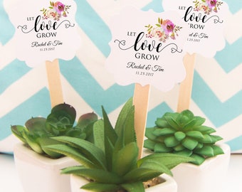 Let Love Grow Tags, (12) Plant Favor Tags, Let Love Grow Favor Tags, Succulent Favor Tags, Flower Pot Toppers