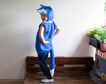 Blue Fox Costume, Halloween Costume, Party Costume in Royal Blue, Light Blue and White, Halloween Costume for Boys or Girls, Toddler Costume