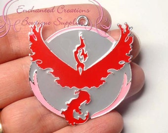 Pokemon Red Team Valor Inspired Chunky Pendant, Keychain, Bookmark, Zipper Pull, Chunky Jewelry, Purse Charm