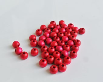 set of 50 6mm pink wooden beads