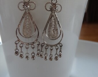 Sterling silver chandelier earrings - boho hippie and beautiful vintage