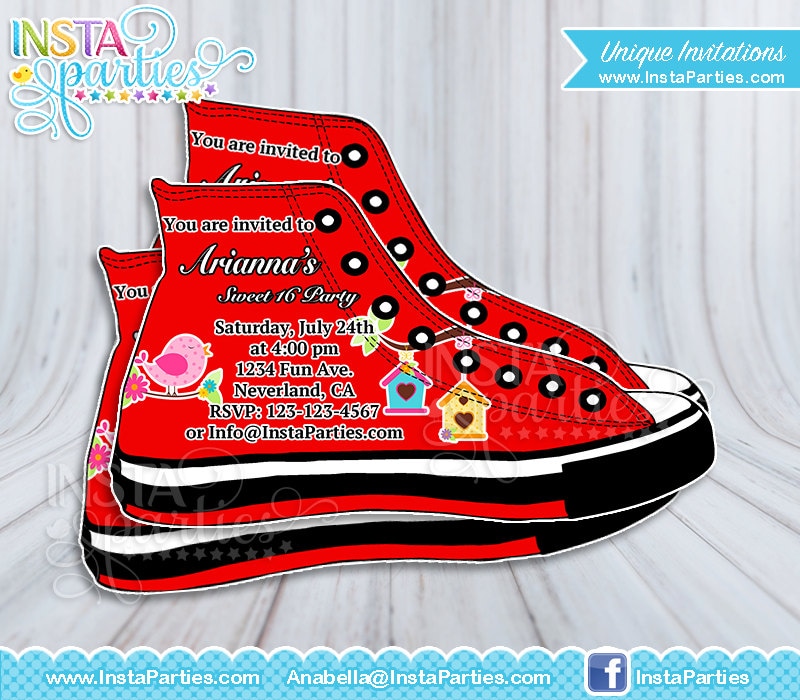Converse Invitations Invitation tennis shoe sweet 16 converse