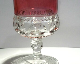 Vintage Tiffin King's Crown Cranberry flash goblet Thumbprint pattern