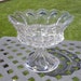 Heisey Compote in the Colonial Clear Glass Pattern (300) 8" Tall 7" Wide Scalloped Saw Tooth Rim, Flower Floating Bowl, Pedestal Serving Bow
