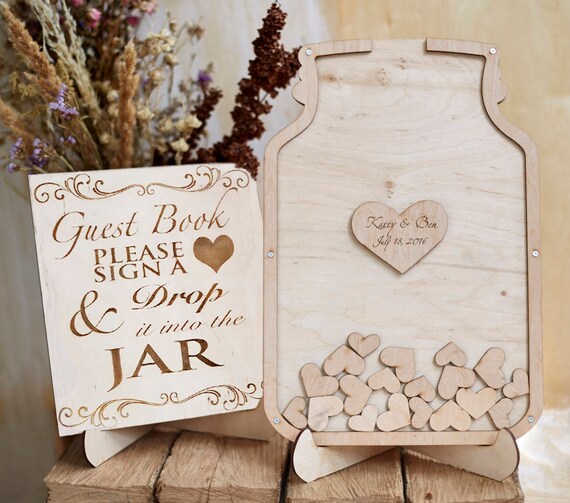 Items similar to Wedding Guest Book Drop Box, Custom Guest Book, Jar