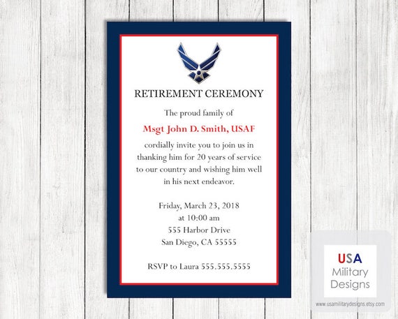 Air Force Retirement Ceremony Invitation Printable US Air