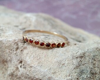 SALE! January birthstone ring,Gemstones Ring,Garnet Ring,Gold Ring,Stacking Ring,Stack Red Ring,Tiny Ring,Bezel Set