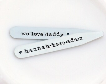 Gift Idea for Dad - Fathers Day Present - Personalized Collar Stays - Hand Stamped Collar Stays - Monogrammed Collar Stays - Gift for Men