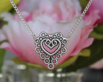Bohemian Heart Choker, Heart Choker, Silver Choker Necklace, Silver Choker, Choker, Boho Necklace, Heart Necklace,