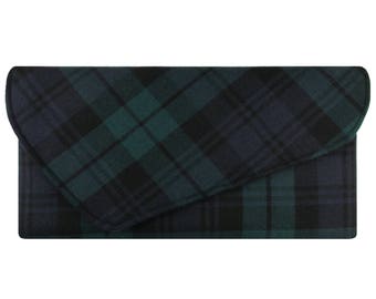 Black Watch Asymmetric Pure Wool Tartan Clutch Bag
