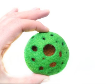 Handmade Felted Brooch 3D Abstract Wool Brooch OOAK Felt Gift Green Orange
