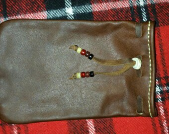 Hand sewn Oil Tanned Leather Bushcraft Gear Bag (Saddle Brown) survival possibles
