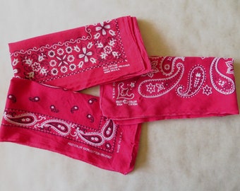 Lot 3 Vintage Red Bandanas AS IS Fast Color Elephant Paisley Floral #358