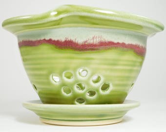 Berry Colander - Berry Bowl - Berrybowl Colander - Ceramic Berry Bowl - Pottery Colander - Pottery Berry Basket - Berry Strainer - In Stock